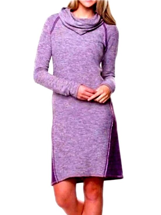 Kuhl Dresses & Skirts - Kuhl Women’s NOVA Pullover Sweater Dress Cowl Neck Wool Blend Purple size Large